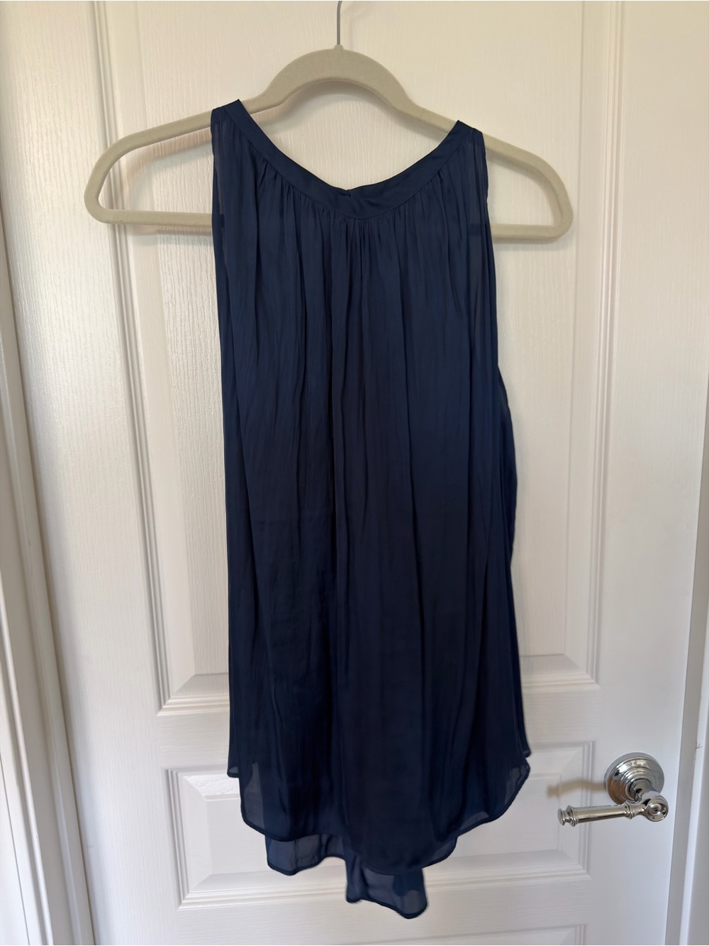 Prologue Navy Pleated Sleeveless Blouse